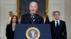 President Joe Biden speaks about the war between Israel and the militant Palestinian group Hamas, from in the State Dining Room of the White House in Washington, Oct. 10, 2023.