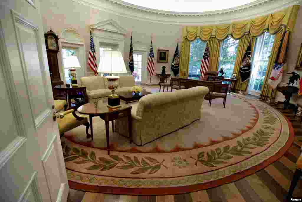 The Oval Office of the White House is seen after a renovation in Washington, Aug. 22, 2017.