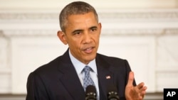 FILE - President Barack Obama gestures as he answers question from members of the media during a news conference in the State Dining Room of the White House in Washington, Oct. 2, 2015.