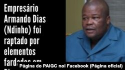 Mensagem divulgada pelo PAIGC nas redes sociais