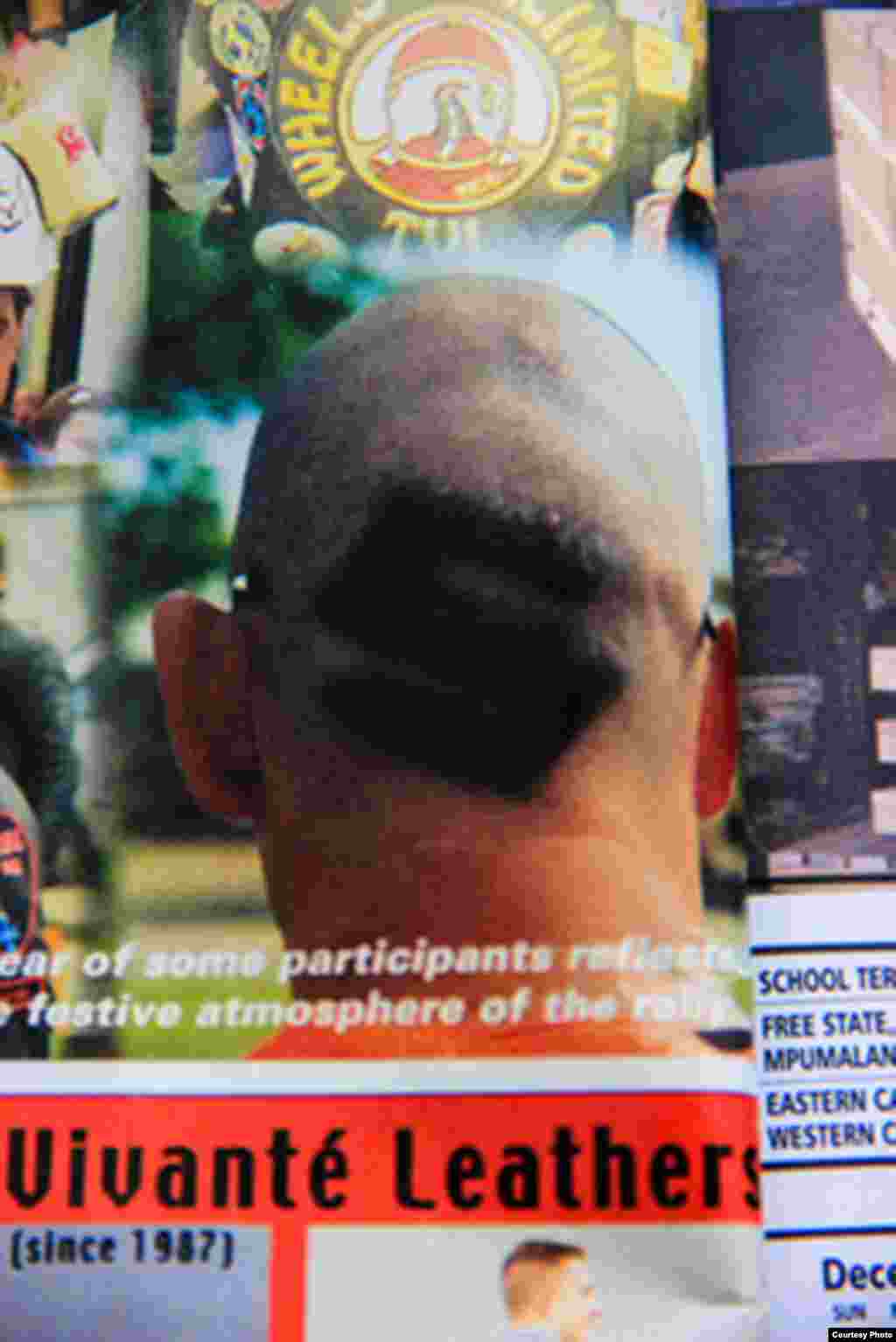 One of the bikers asked for a custom cut featuring his Suzuki-made bike. Moss gave him the "weird" trim and called in a local newspaper photographer. Image courtesy Fred Moss.