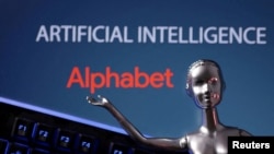 FILE - Alphabet logo and AI Artificial Intelligence words are seen in this illustration taken, May 4, 2023.