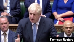 Britain's Prime Minister Boris Johnson speaks at the House of Commons in London