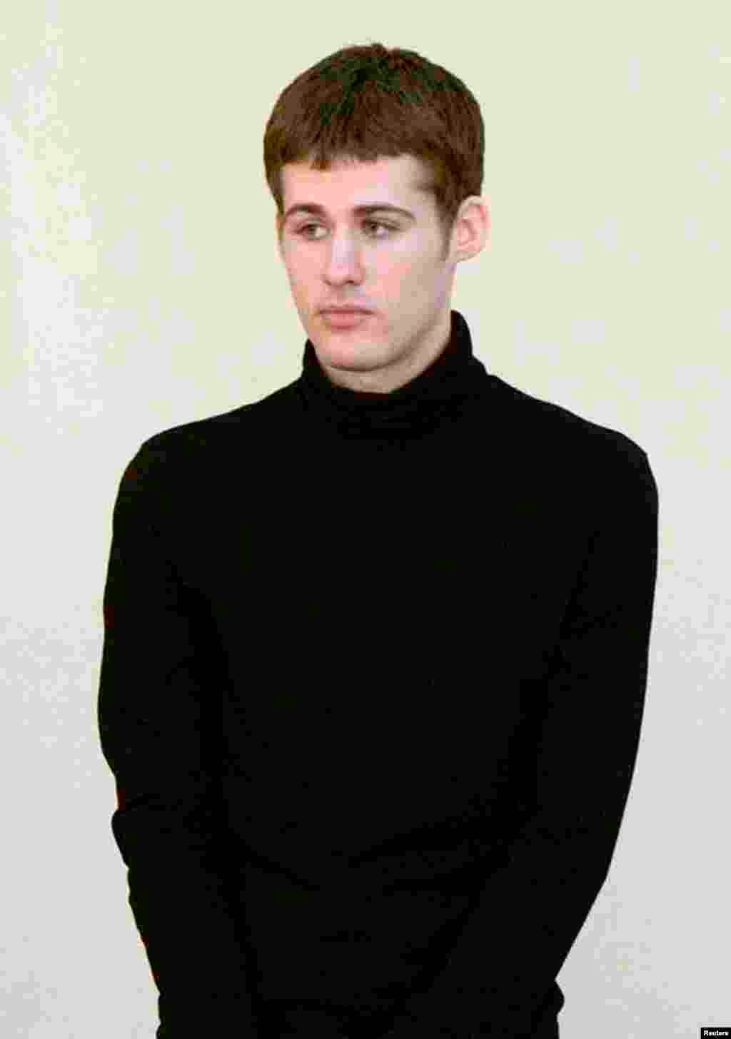 U.S. citizen Matthew Todd Miller is pictured during his trial at the North Korean Supreme Court, in Pyongyang, Sept. 14, 2014.