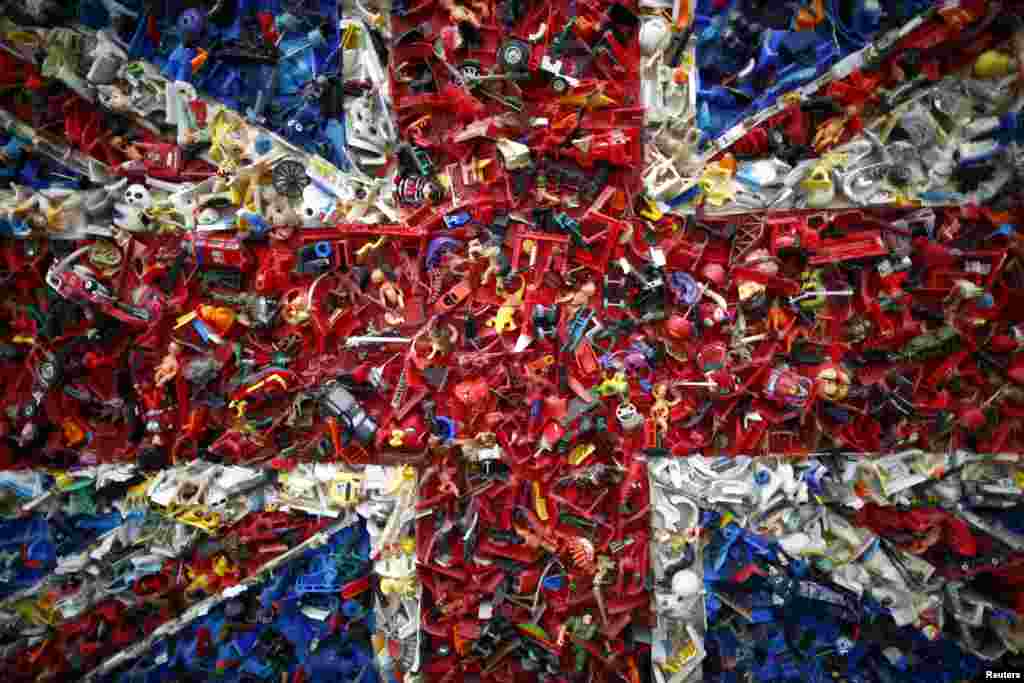A detail of Willem Boshoff's "Flag" is seen at the Johannesburg-based Goodman Gallery's stand at the Frieze Art Fair in central London.