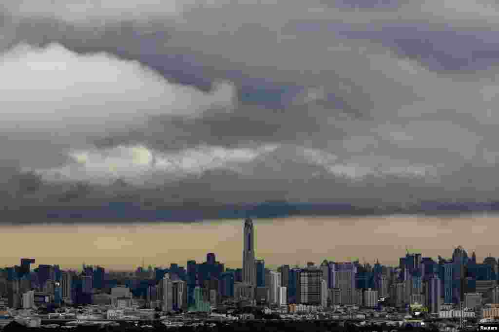 Rain clouds gather over central Bangkok, Thailand, Oct. 2, 2017.