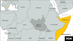 Peta wilayah Somalia dan kota Mogadishu.
