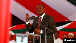 Kenya's Deputy President William Ruto addresses the nation during a special Inter-Religious Prayer Service for the people killed and injured in the recent Westgate shopping mall attack in the capital Nairobi October 1, 2013.