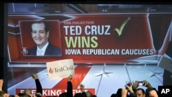Simpatizantes de Ted Cruz celebran su triunfo en el caucus de Iowa.