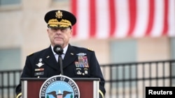 Ketua Kepala Staf Gabungan Jenderal Mark Milley berpidato di Pentagon, Arlington, Virginia, 11 September 2020.